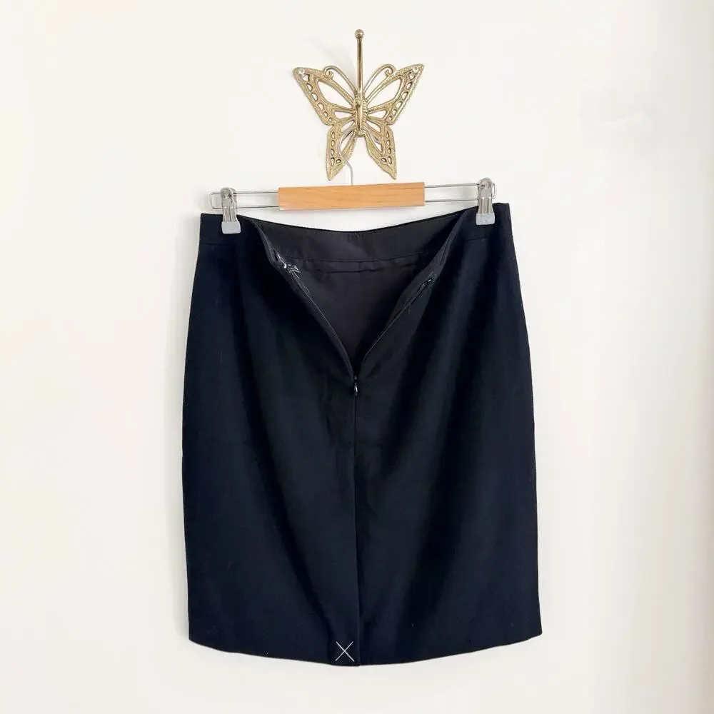 J Crew Pencil Knee Length wool Skirt Black Size 6 KD NEW
